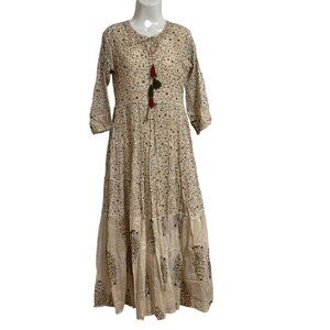 Garb Dress SZ Large Maxi‎ Goblincore Fall Vibes Embroidered Beaded Flared